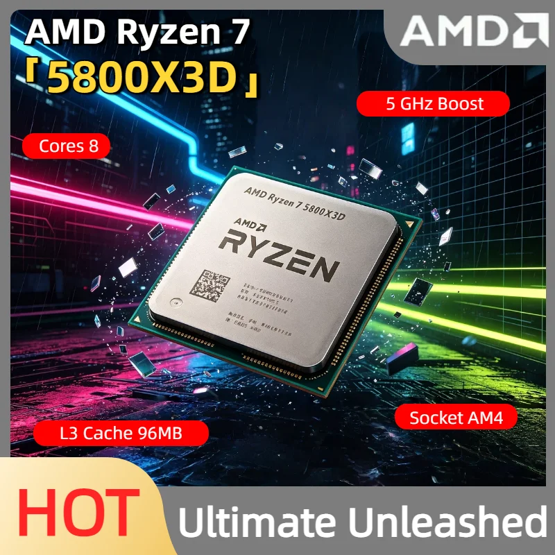 

New Ryzen7 5800X3D AMD 5000 Series 8Core16Thread Gaming CPU 5GHz 96MB DDR4 105W Unpacked Loose Piece Chip Socket AM4