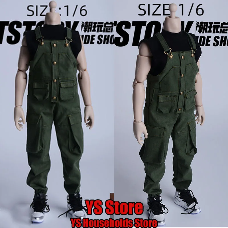 3 Colors New 1/6 Man Soldier Casual Fashion Loose Tooling Pants Solid Color Sleeveless Vest Tops Fit 12