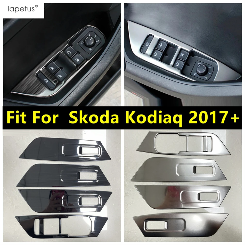 

Car Door Armrest Window Lift Switch Control Panel Frame Cover Trim Fit For Skoda Kodiaq 2017 - 2022 Stainless Steel Accessories