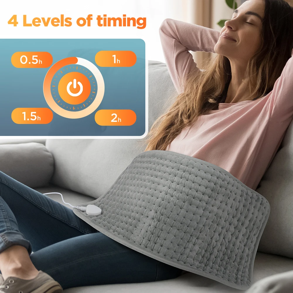 Electric Heating Pad 10 Heat Levels 4 Timer Auto Shut Off Soft Plush Washable Warm Pad for Back Neck Shoulder Legs Home Office