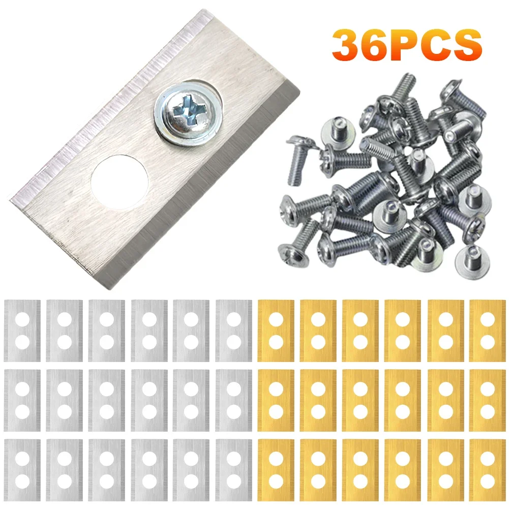 

36Pcs Lawn Mower Blades with Washers & Screw Metal Replacement Blades 0.6MM Thick Double Hole Mower Blades Lawn Mower Supplies