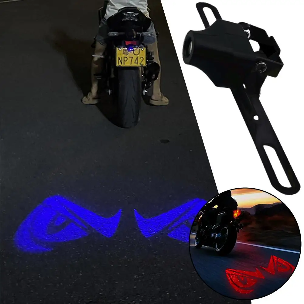 دراجة نارية عين الشيطان LED ضوء الإسقاط أضواء الفرامل الليلية ضوء رخصة الإسقاط دراجة نارية لوحة الزخرفية C0K5 #6