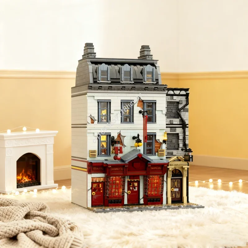

4312 деталей MOC Diagon Alley: высококачественный конструктор, архитектурная модель, креативный набор для сборки, идеальный подарок на Рождество и День рождения
