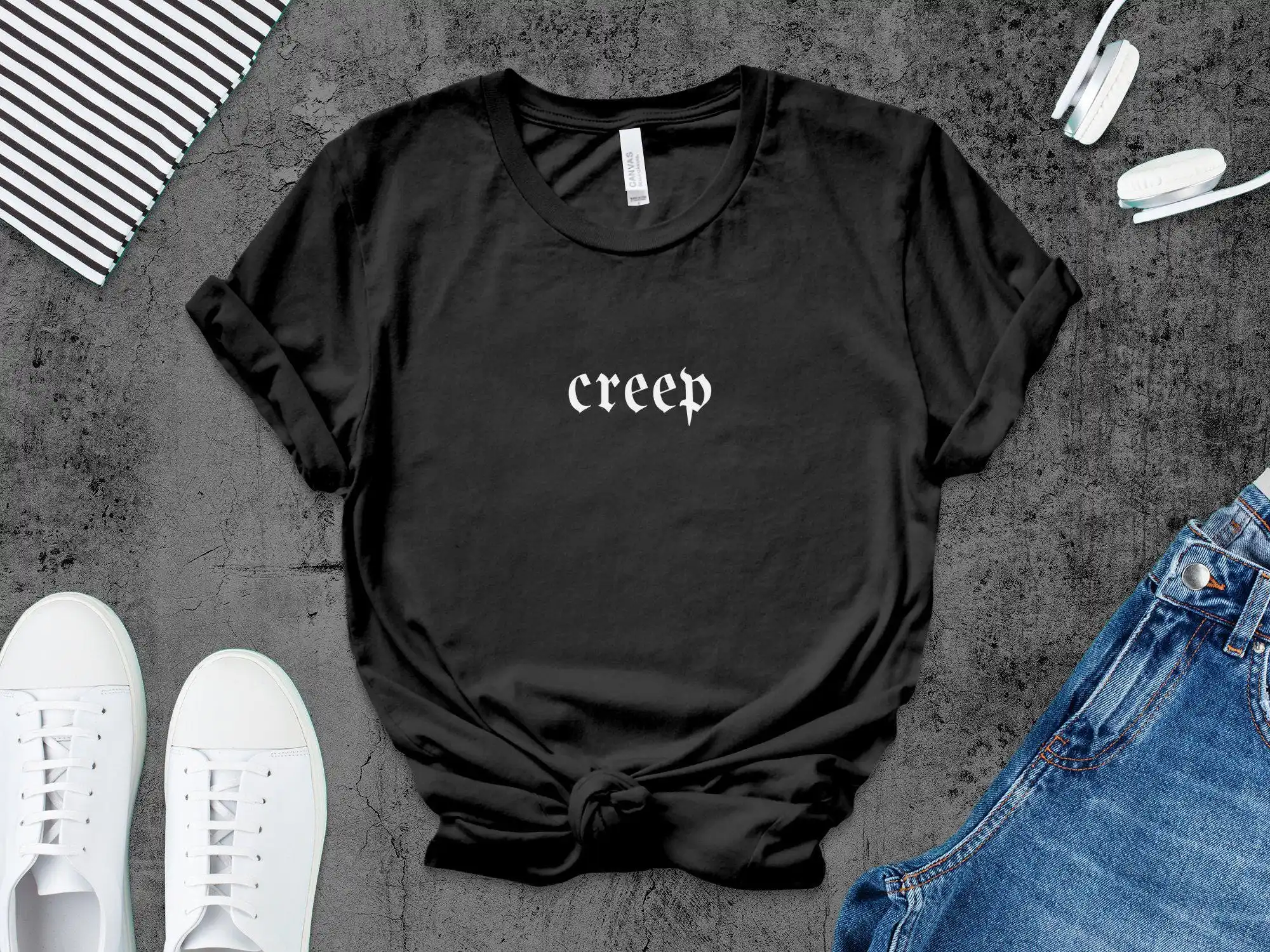 

CREEP Gothic Minimal T Shirt Darkwave Fashion Statement Goth Style Edgy Egirl Eboy Apparel Alternative Clothing