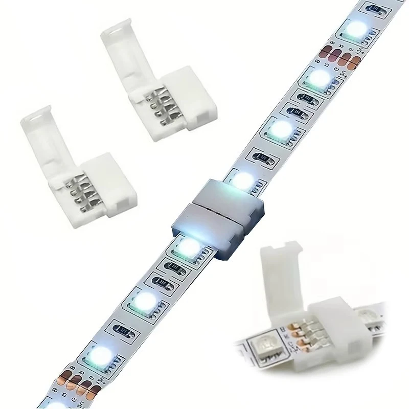

10pcs LED Strip Connector 8mm 10mm 2 Pin 4 Pin 3528 5050 RGB Single Color Solderless PCB Board Wire Free Welding Connectors
