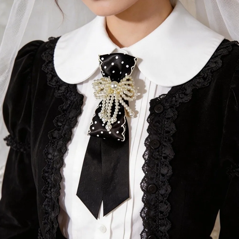 

Fashion Black Bow Tie Choker Geometric Long Necktie Necklace JK Shirt Tie Students