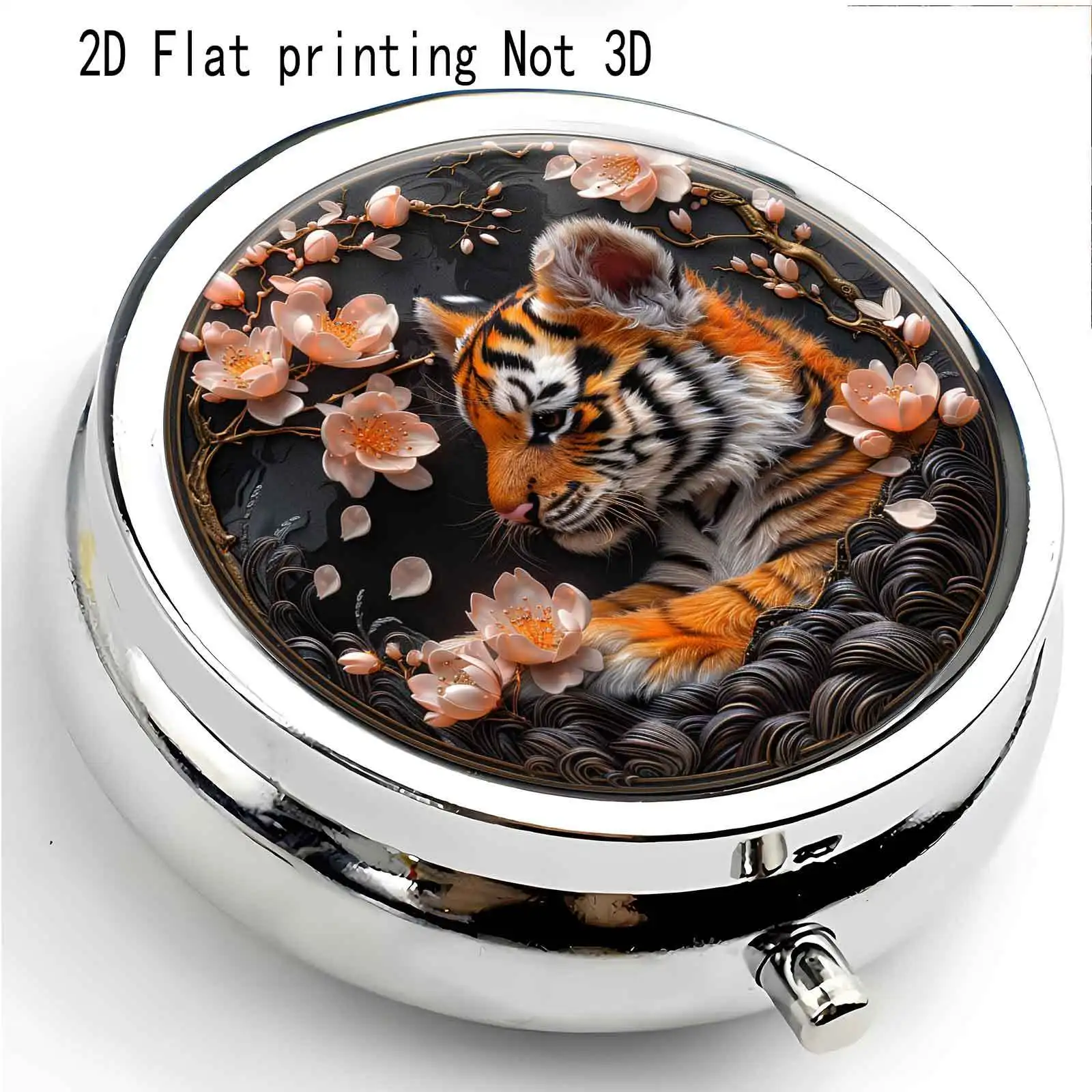 Tiger Floral Mini Pill Box, Small Jewelry Box, Creative Gift for Fitness Enthusiasts. Exquisite and Compact - Compartmentalized for Small Items - Convenient Storage, Ideal for Gift-Giving