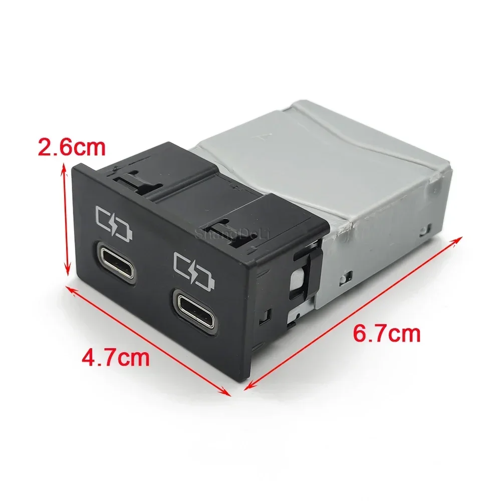 USB Type-C Quick Charger Adapter for Toyota Sienna Camry Highlander Corolla Land Cruiser 70 2018-2022 with Connecting Line