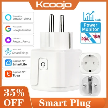 Tuya WiFi Smart Plug 16A/20A EU Smart Socket Met Power Monitor Timing Smart Life Support Alexa Google Home Yandex SmartThings