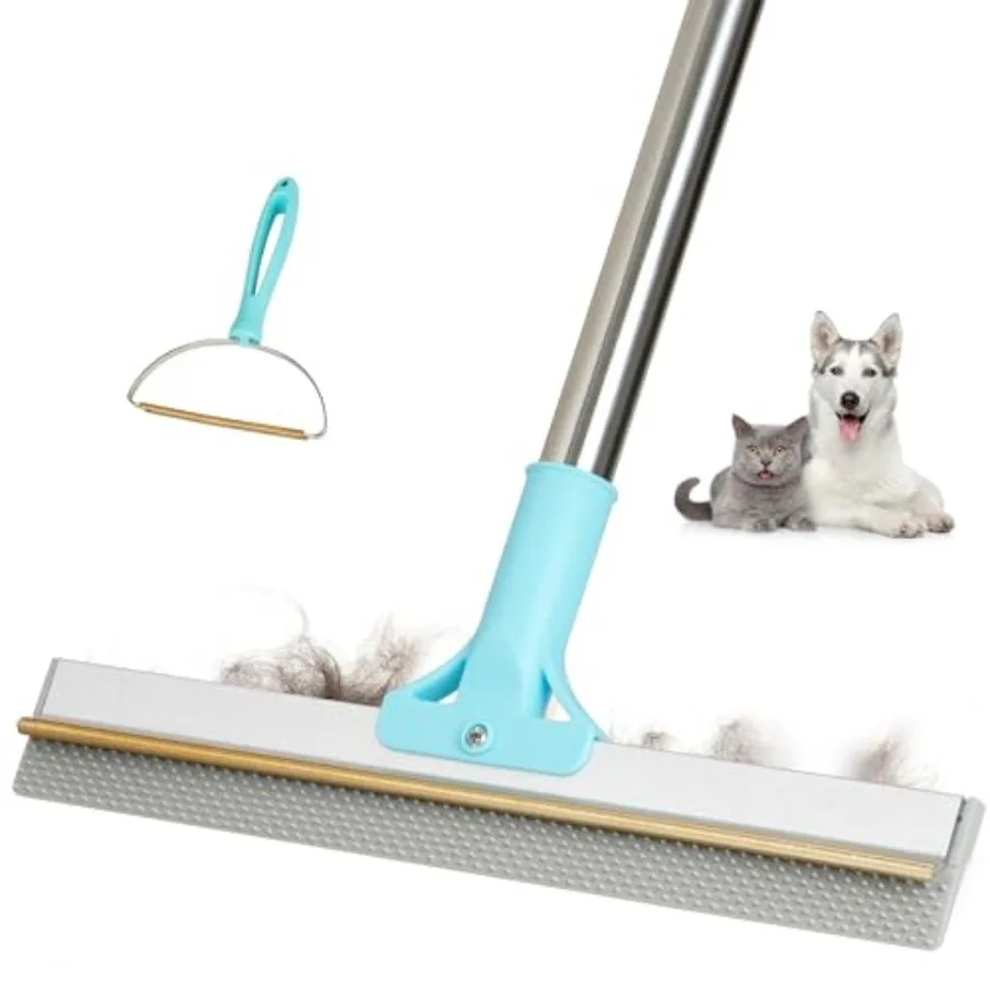 

Carpet Rake for Pet Hair Removal Tool, 2 in 1 TPU and Copper Rake Teeth, Uproot Clean Hair Remover with 54'' Adjustable Long Ha