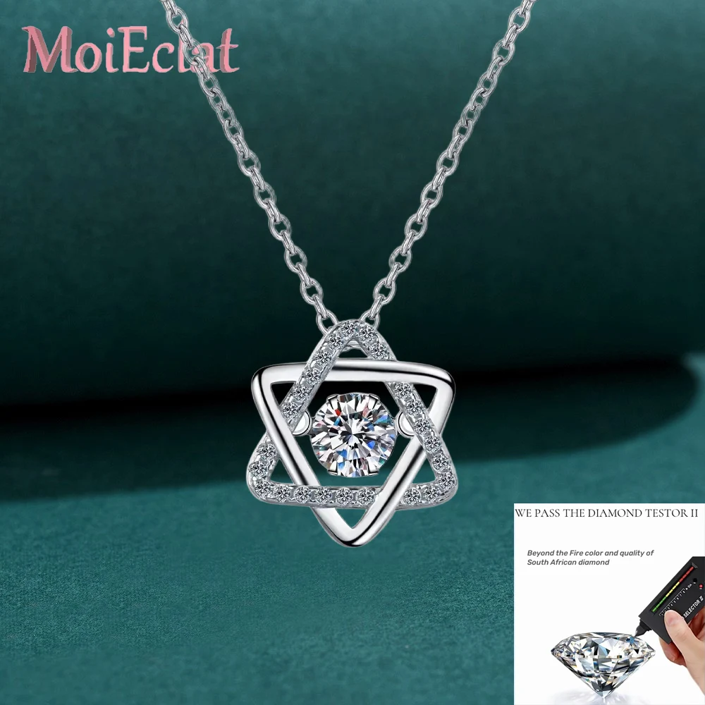 

Dazzling 0.5ct Moissanite Necklaces for Women, Platinum PT950 Six pointed star Pendant Delicate Clavicle Chain Fine Jewelry