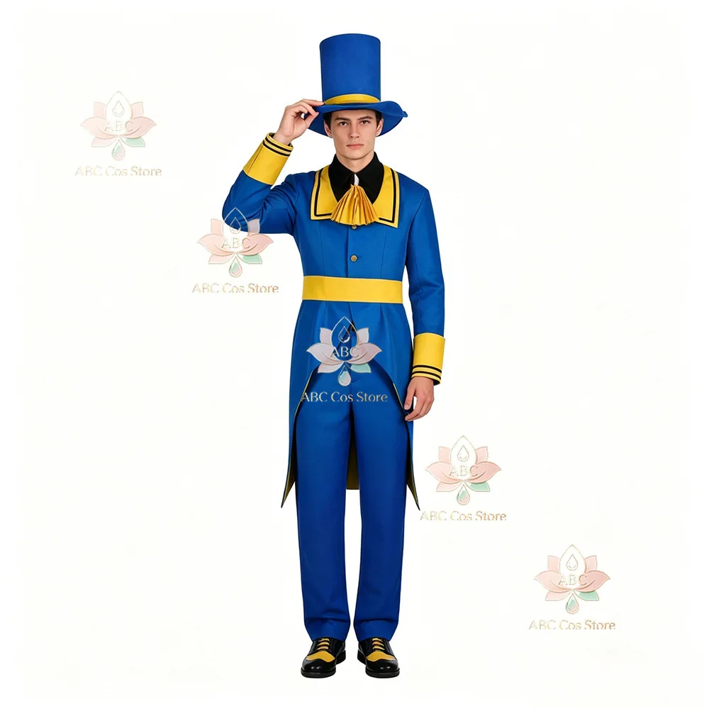 Disfraces de Cosplay de Game The Freak Circus Ticket Taker, Bilheteiro, Bil, Payaso, Peluca, Abrigo, Pantalones, Sombrero, Máscara, Guantes, Conjuntos Completos para Fiesta de Terror