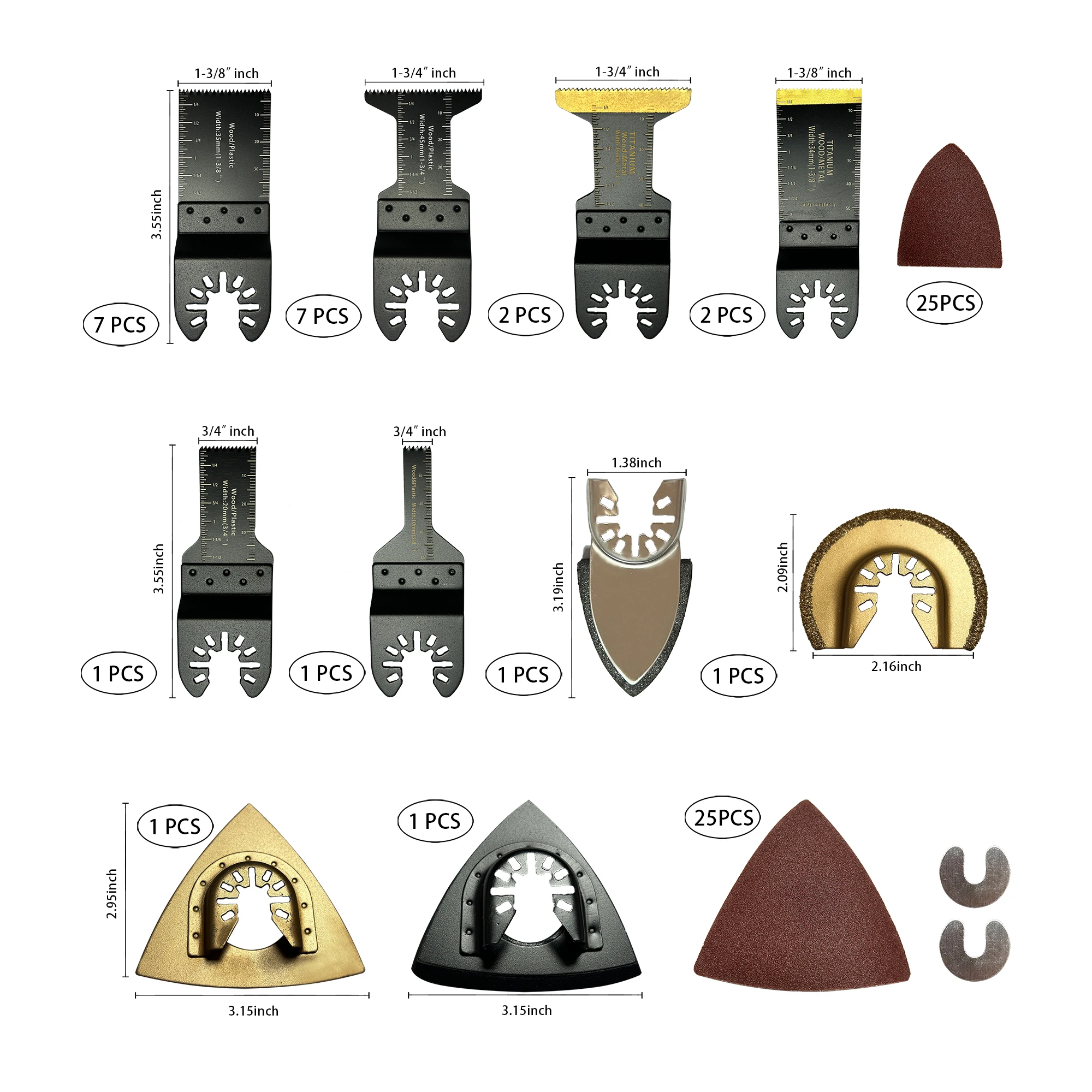 FOXBC 76pcs kit lame per seghe oscillanti con carta vetrata per legno metallo plastica taglio Fit Dewalt Milwaukee Makita Rockwell Wen