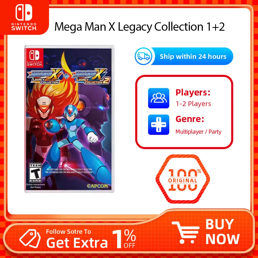 Mega Man X Legacy Collection 1+2 - Tarjeta de juego físico Nintendo Switch Género RPG para Switch OLED Lite