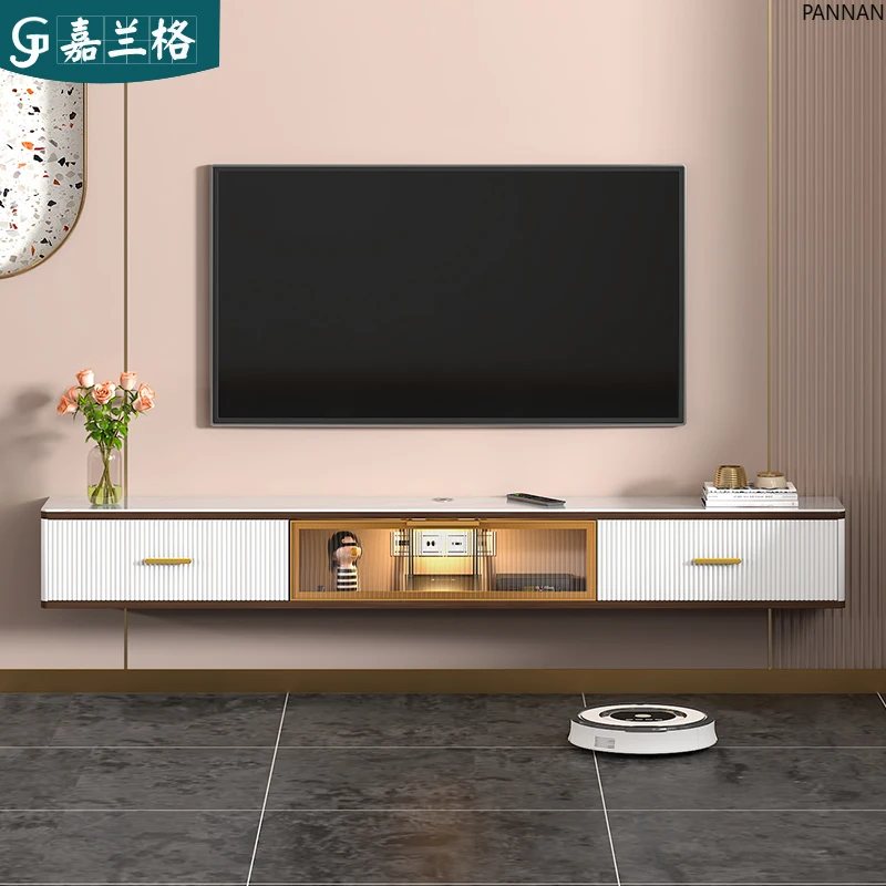 

Rock slab suspended TV cabinet Wall-mounted simple modern living room hanging cabinet Small apartment TV cabinet