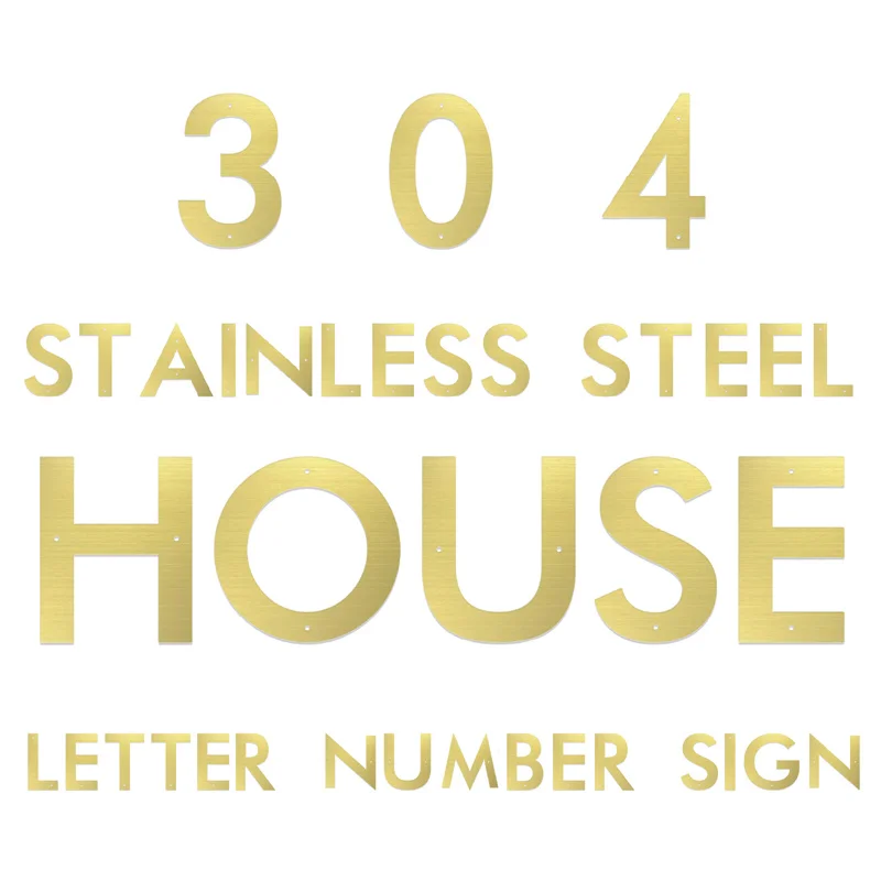 

golden color stainless steel home family wall gate decoration room house number mailbox street metal sign plates plaques