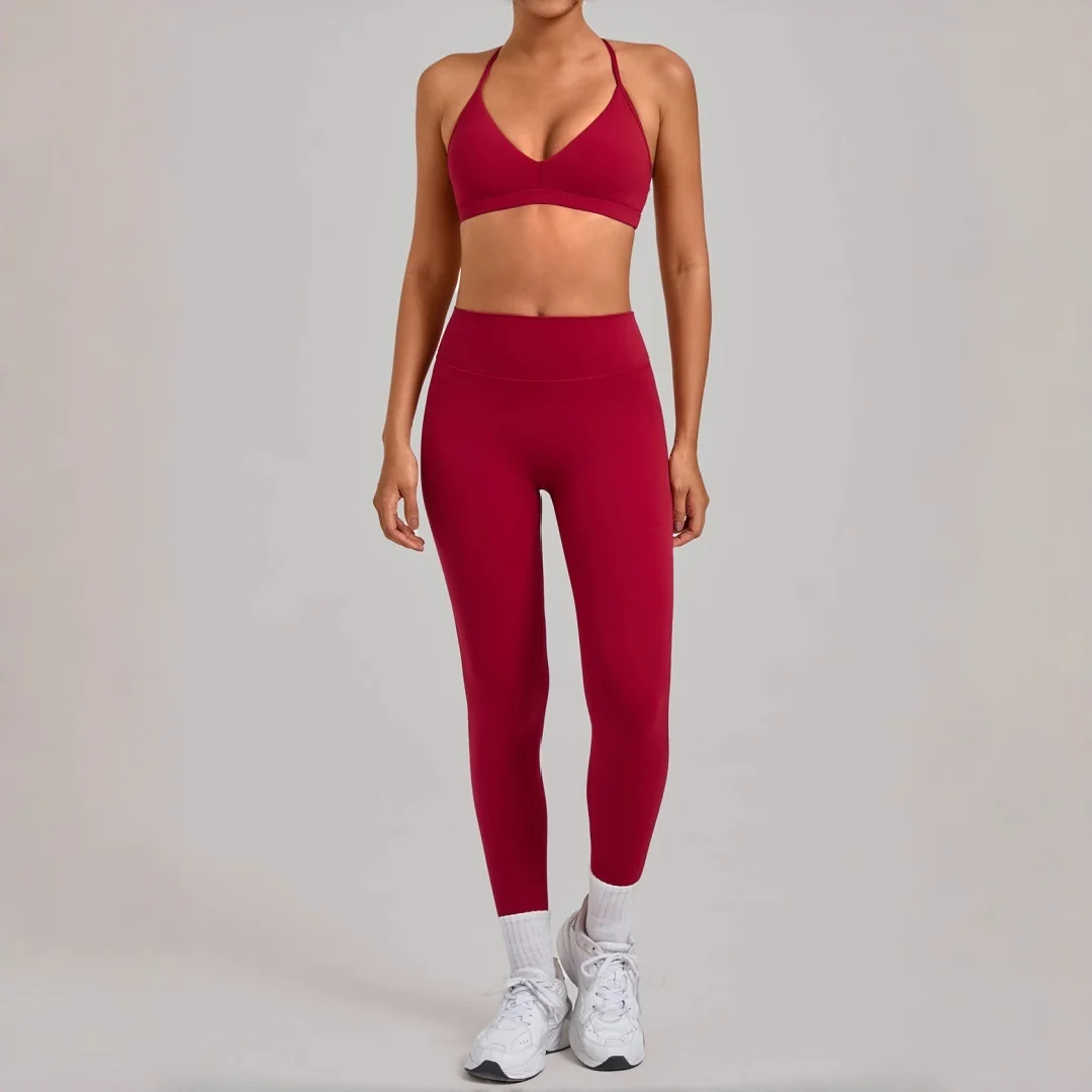 

Женский комплект из 2 предметов для фитнеса и йоги с подтяжкой бедер, противоударный спортивный бюстгальтер с открытой спиной, брюки, комплект для йоги, повседневный костюм для бега, тренажерного зала, йоги