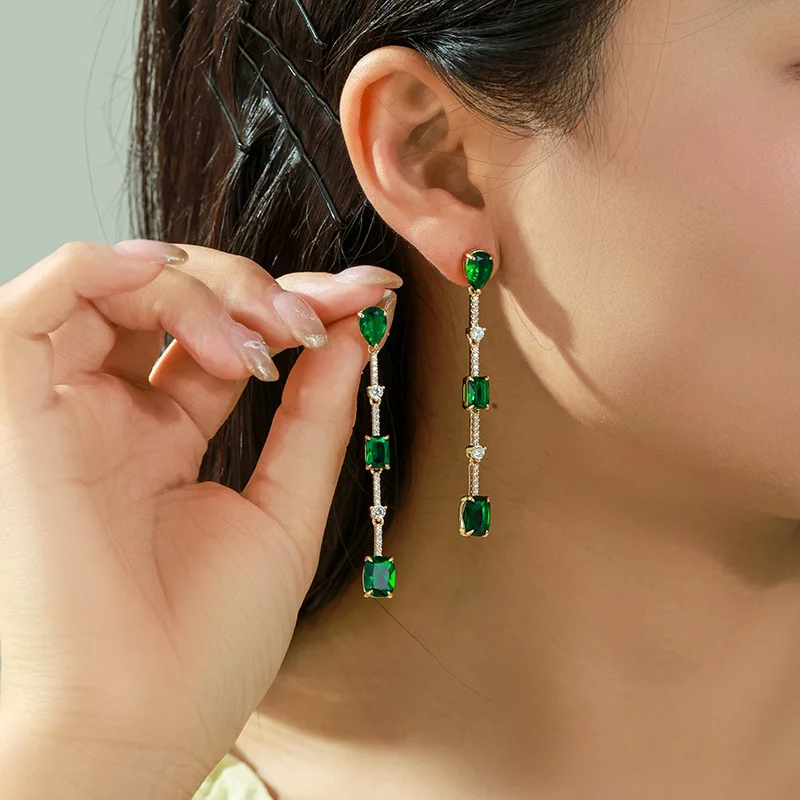 

Роскошные женские серьги из чистого золота 24 карата 9999, изумрудные легкие роскошные высококачественные серьги с кисточками