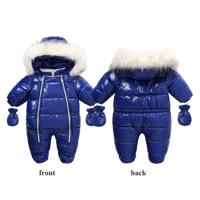 Winter Baby Snowsuit 0-24M Thicken Waterproof Windproof Warm Romper Jumpsuit with Fur for Boys