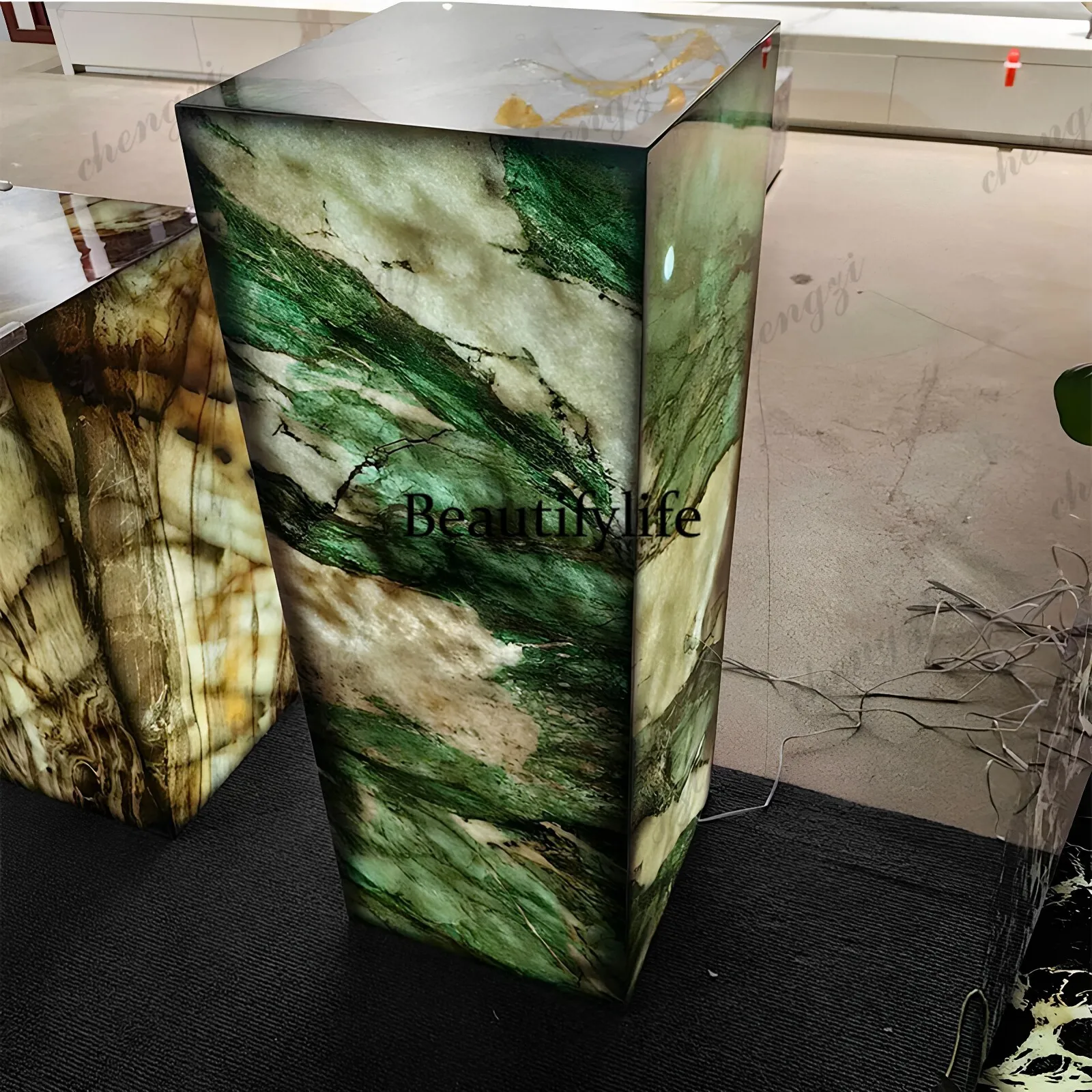 Stone flower base frame living room luxury stone column pier TV cabinet ornament coffee table