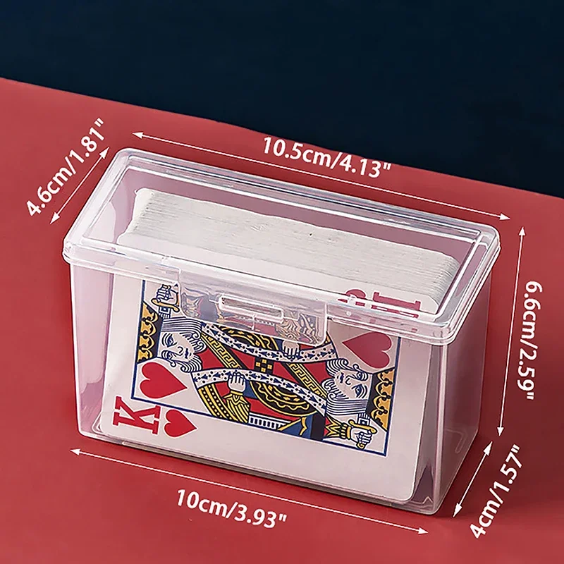 Empty Playing Card Storage Box Transparent Plastic Playing Card Case Holder Snaps Closed