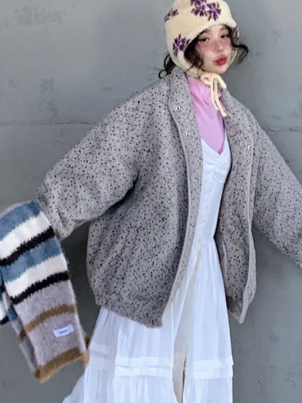 

Winter New Loose Lamb Fur Jaet Women's Korean Sle Lazy Personali Outerwear Warm Coat Stand Collar Patchwork Cotton