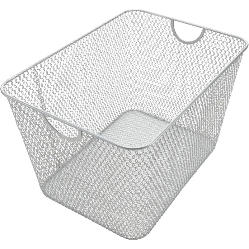 

Mesh Wire Storage Basket for Shelves, Pantry Organization, and Kitchen - Multipurpose Steel Wire Basket Holder Bin for