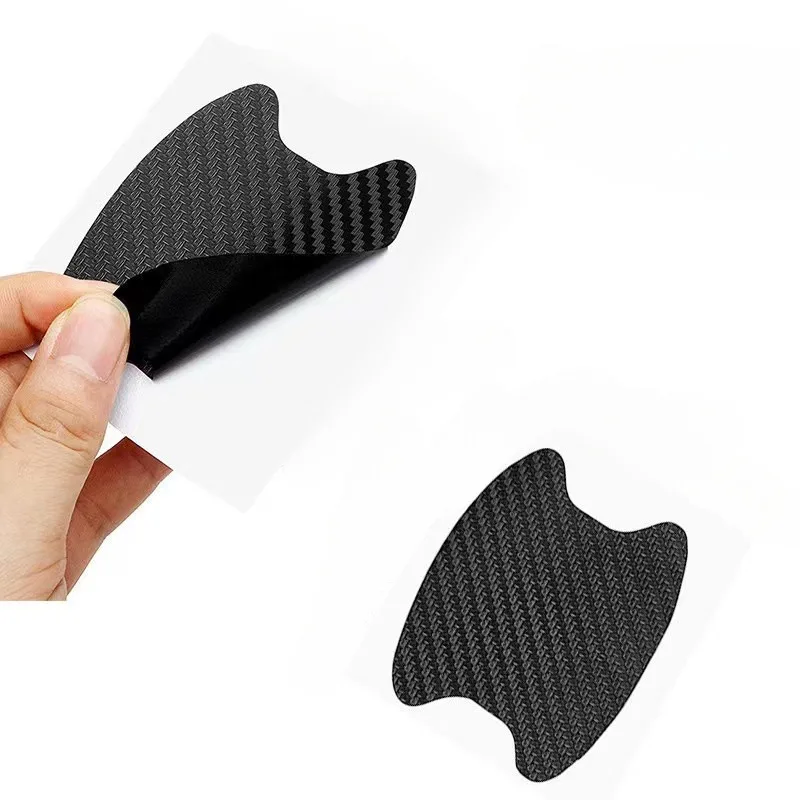 4 Pcs/set Universal Carbon Fiber Car Door Handle Protector - Scratch Resistant Adhesive Film