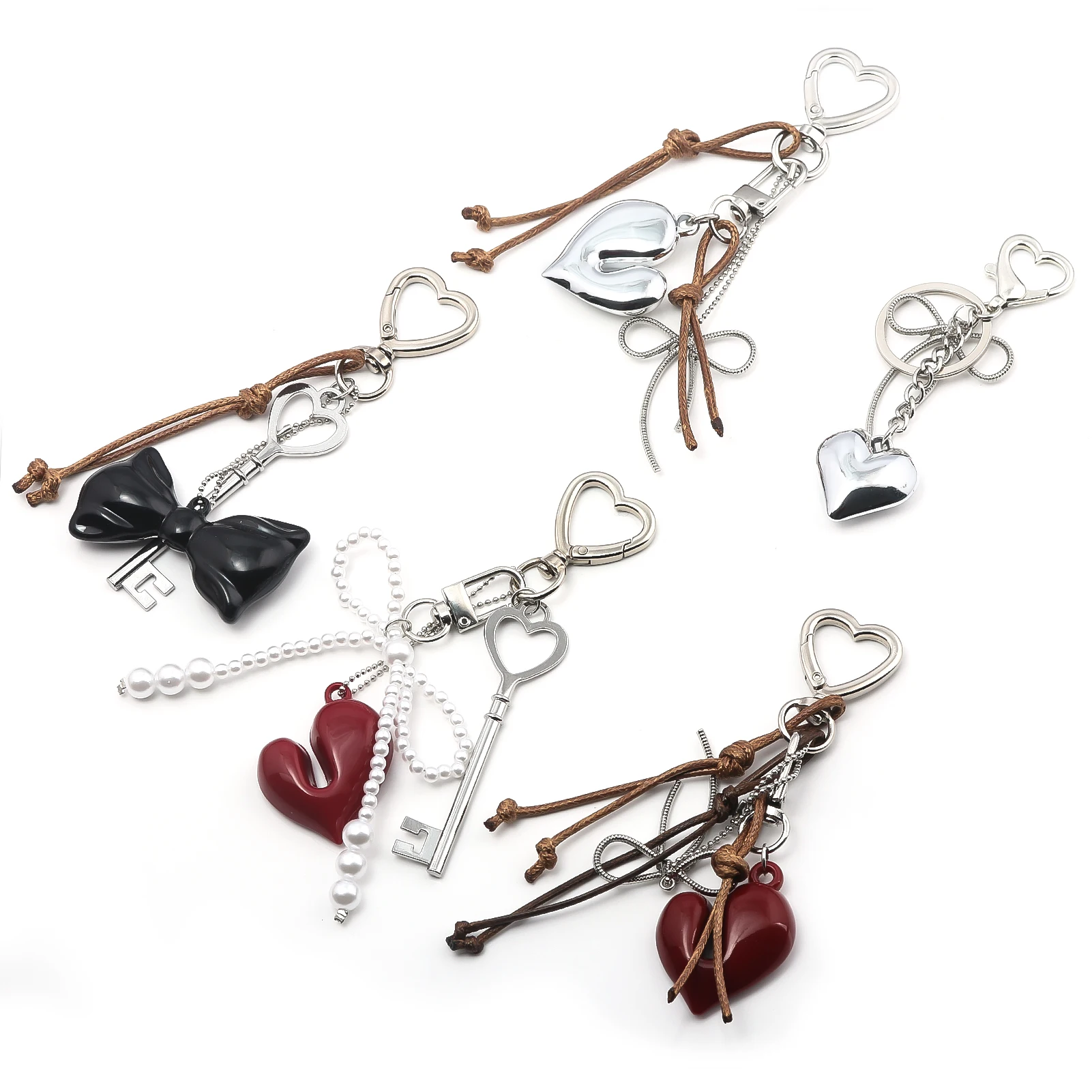Fashion Heart Y2k Keychain Korean Charm Bag Pendant Purse Handmade Bag Accessory Heart Bag Ornament