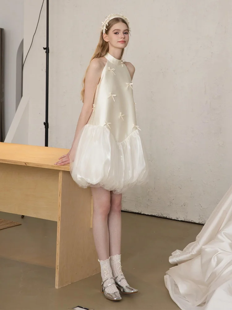 

Bridesmaid Ne Hanging ort Dr Satin Fabric High Waist Slim Fit Wedding Ceremony Registration Certifie Women's Dr