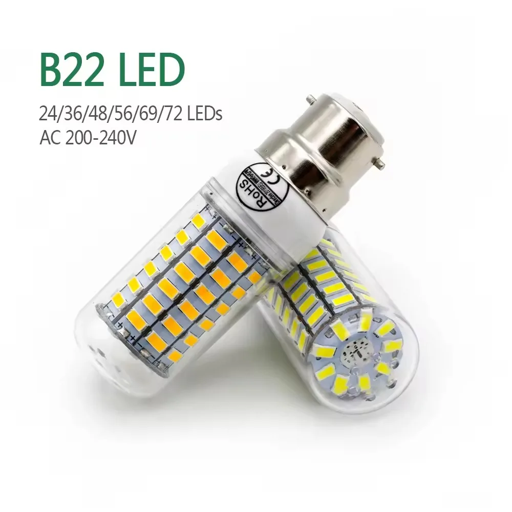 

B22 светодиодный лампочка-кукуруза, 36, 48, 69, 72 светодиодов, внутреннее освещение, 220 В, SMD5730, сменная лампа-кукуруза, прожектор для домашнего использования