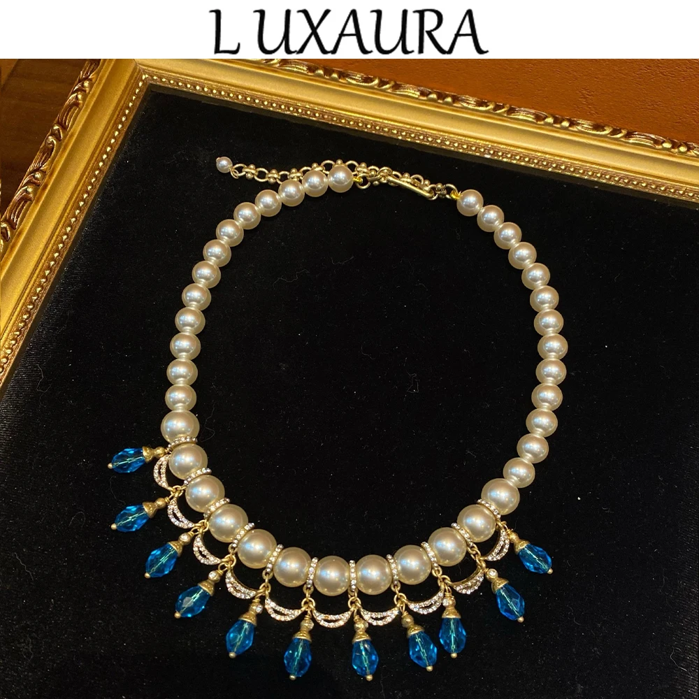 

Vintage fashion classic copper plated 18K natural freshwater pearls paired with bohemian women's jewelry necklace