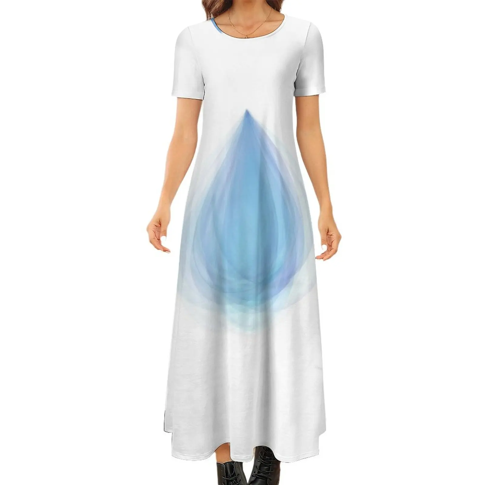 

Raindrop Overlay Round Neck Short Sleeve Dress long sleeve dresses summer dress korean women Women"s summer skirt