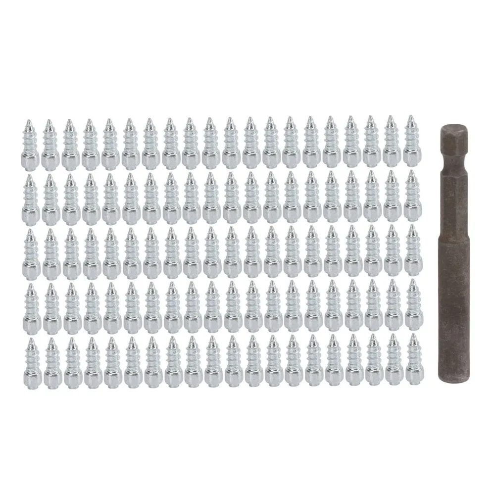 

100 Pcs 4x12 mm Snow Tire Studs Anti-Slip With Installation Tool Anti Skid Studs Anti-ice Winter Snow Tire Spikes Winter Season