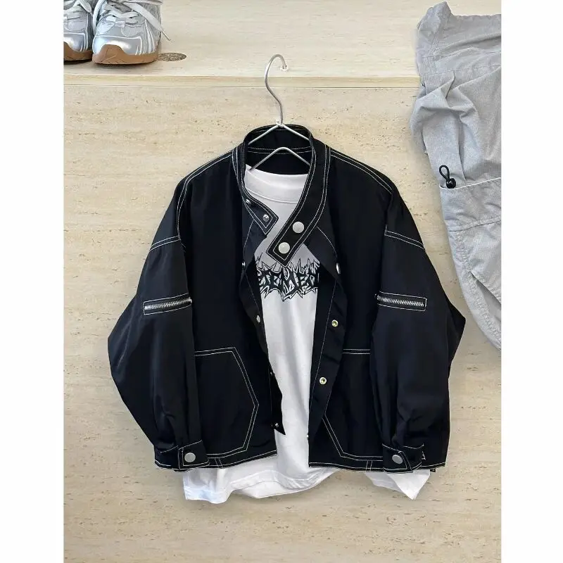 سترة للأولاد بتصميم خيط لامع ملابس ربيعية وخريفية وسيم 2025 سترة جديدة للأطفال بياقة واقفة