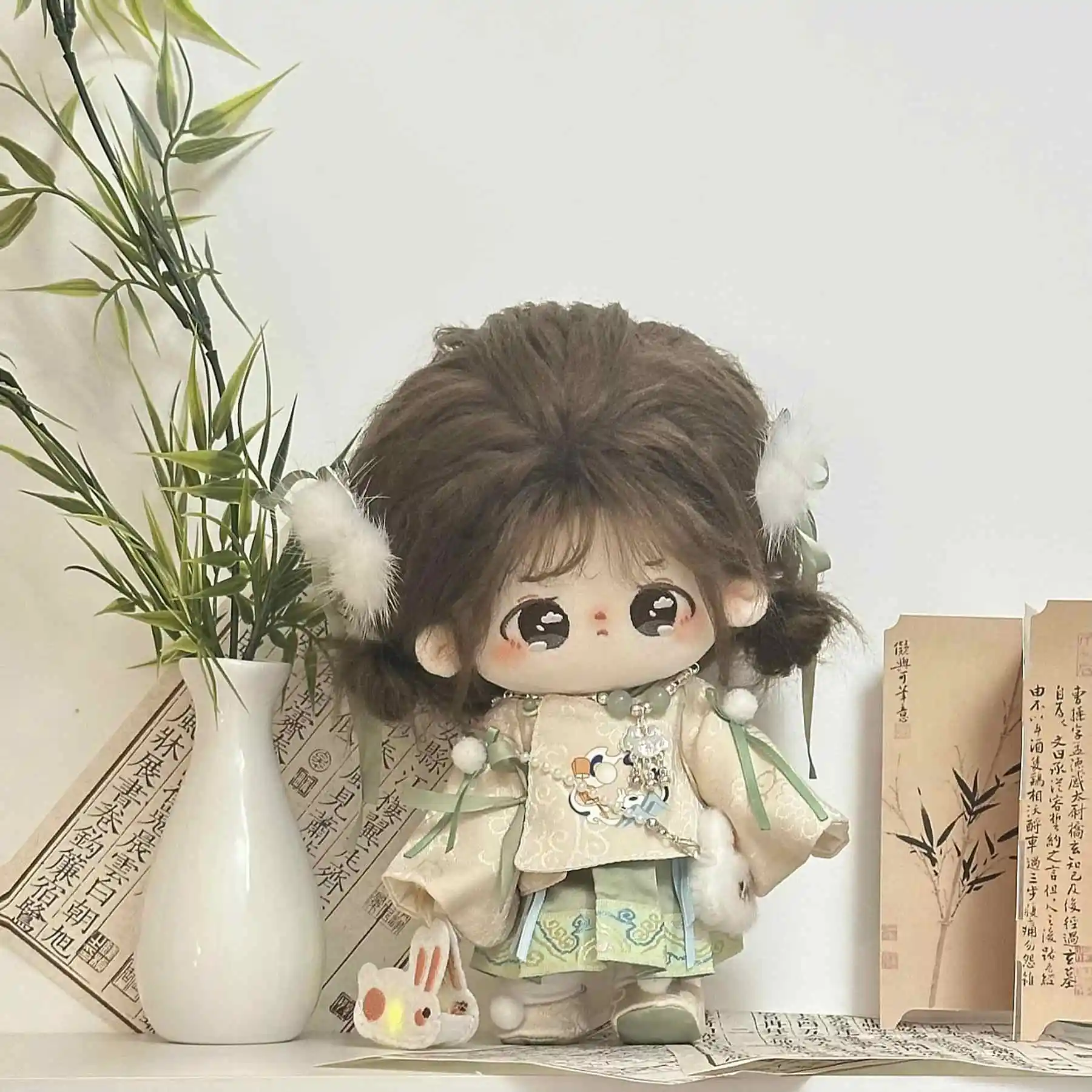 20cm Doll Clothes Rabbit Fairy Hanfu Red Green Dress Ancient Suit Stuffed Plushies Plush Doll Accessories Anime Toy For Kids