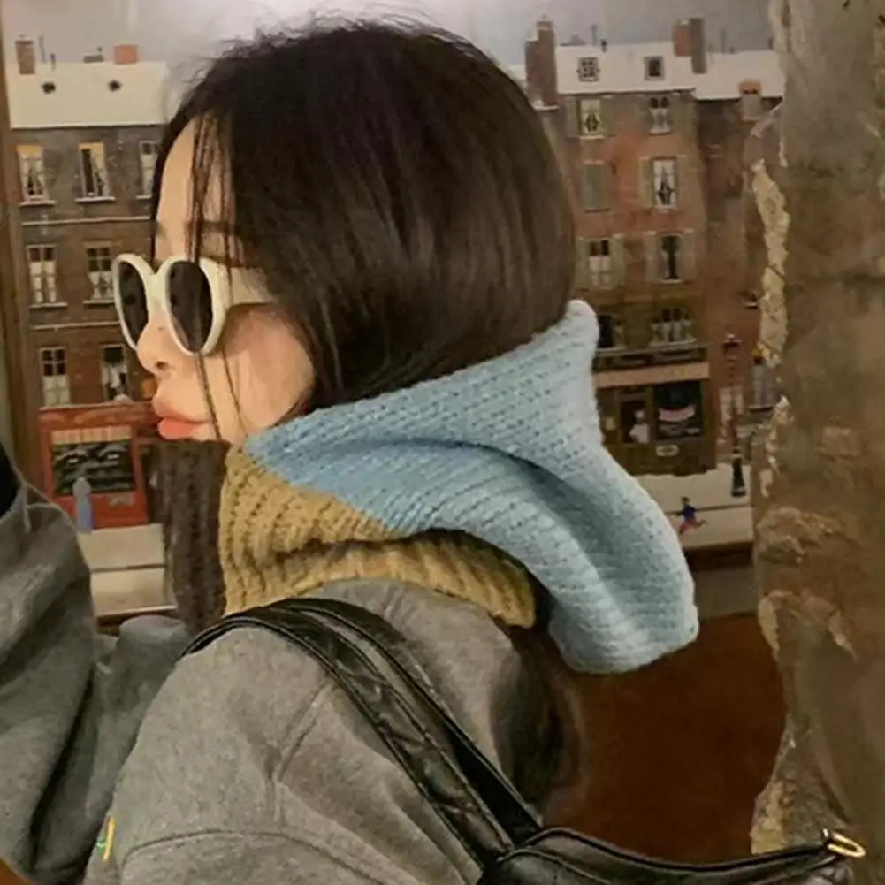 Trendy Women Hat Scarf One-piece Winter Beanie Scarf Thicken Ear Protection Hat Scarf  Keep Warm