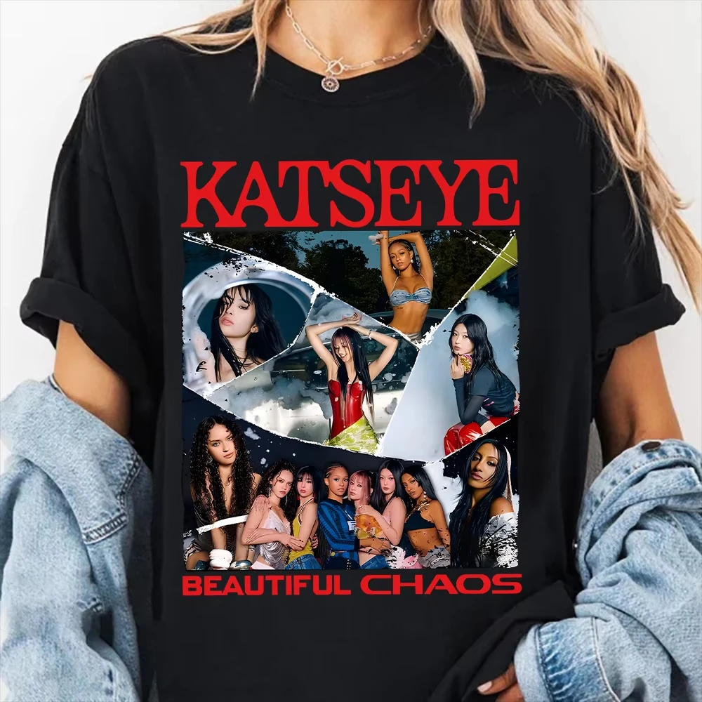 

KATSEYE The Beautiful Chaos футболка модная летняя горячая распродажа графическая одежда унисекс хип-хоп уличная одежда Y2K футболки