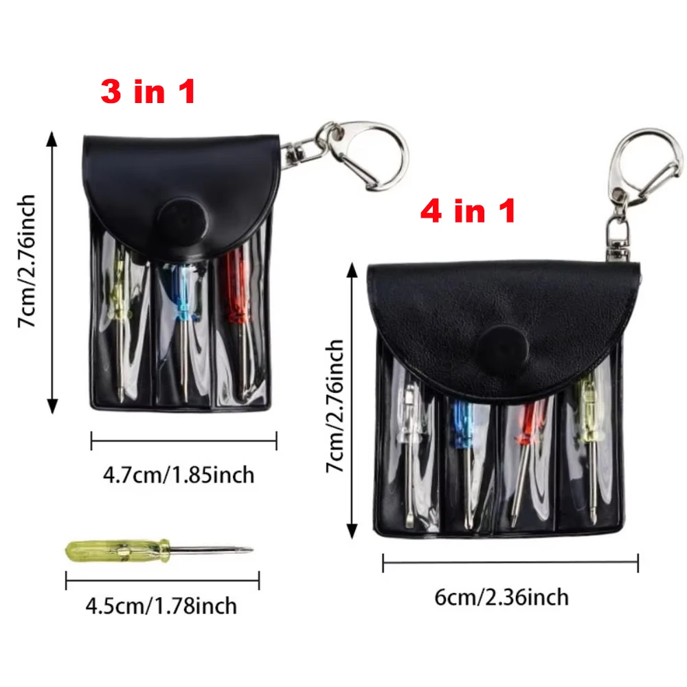 Mini Screwdriver Set with Leather Keychain Y-Type Flat Phillips Bits for Digital Product Repair Tools with Storage Bag Hanging