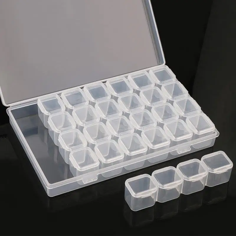 Hot Sale 28 Compartment Adjustable Clear Plastic Storage Box For Jewelry Earrings Beads Screws Small Accessories Storage Box
