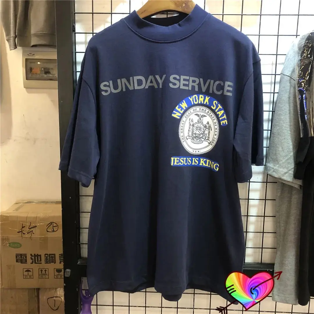 Jesus IS King T-shirt Men Women NEW YORK STATE SUNDAY SERVICE Tee Hip Hop Kanye West Tops Badge Logo Print Short Sleeve