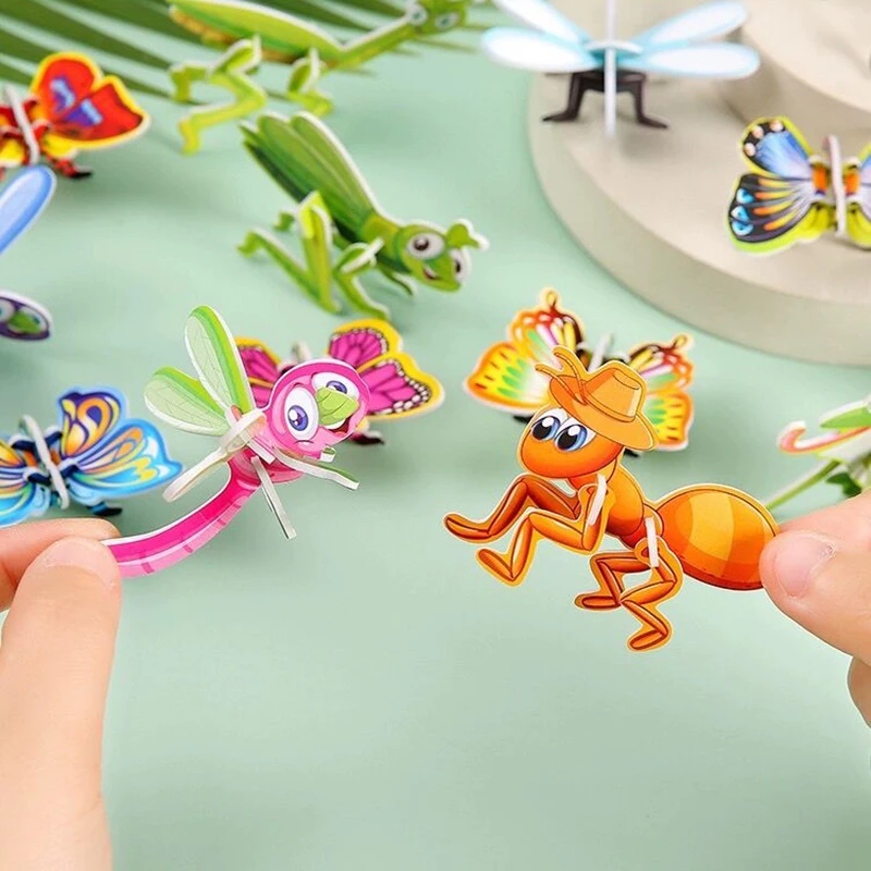 10/20pcs Creative Insects Three-dimensional Puzzles Kids Children's Ant Butterfly Early Educational Toys Puzzle Card Games Gifts