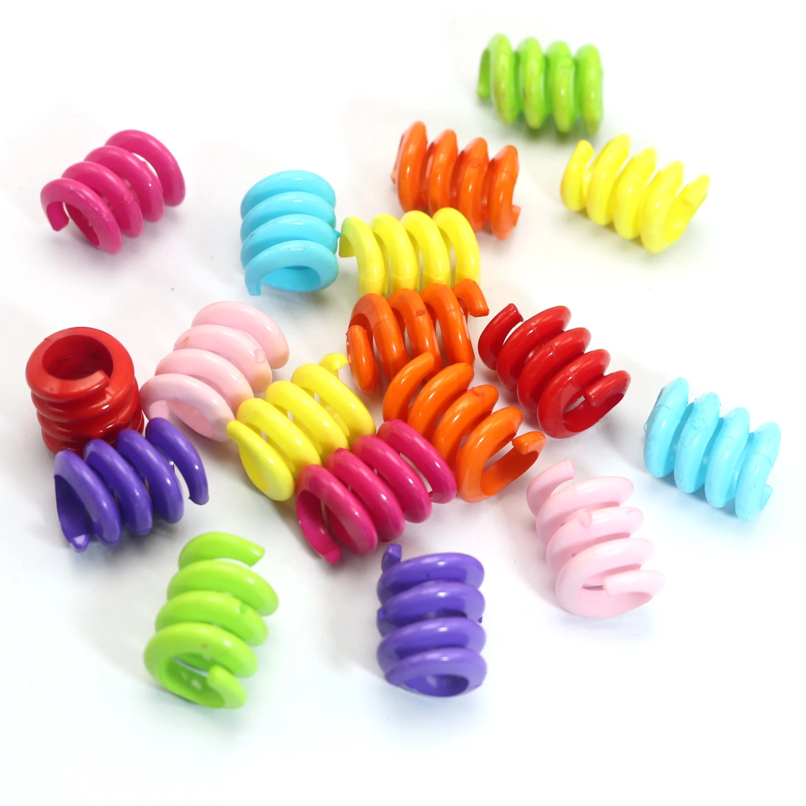50 Mixed Color Acrylic Spring Dreadlock Ring Hair Pony Beads 15mm With Big Hole - view 2