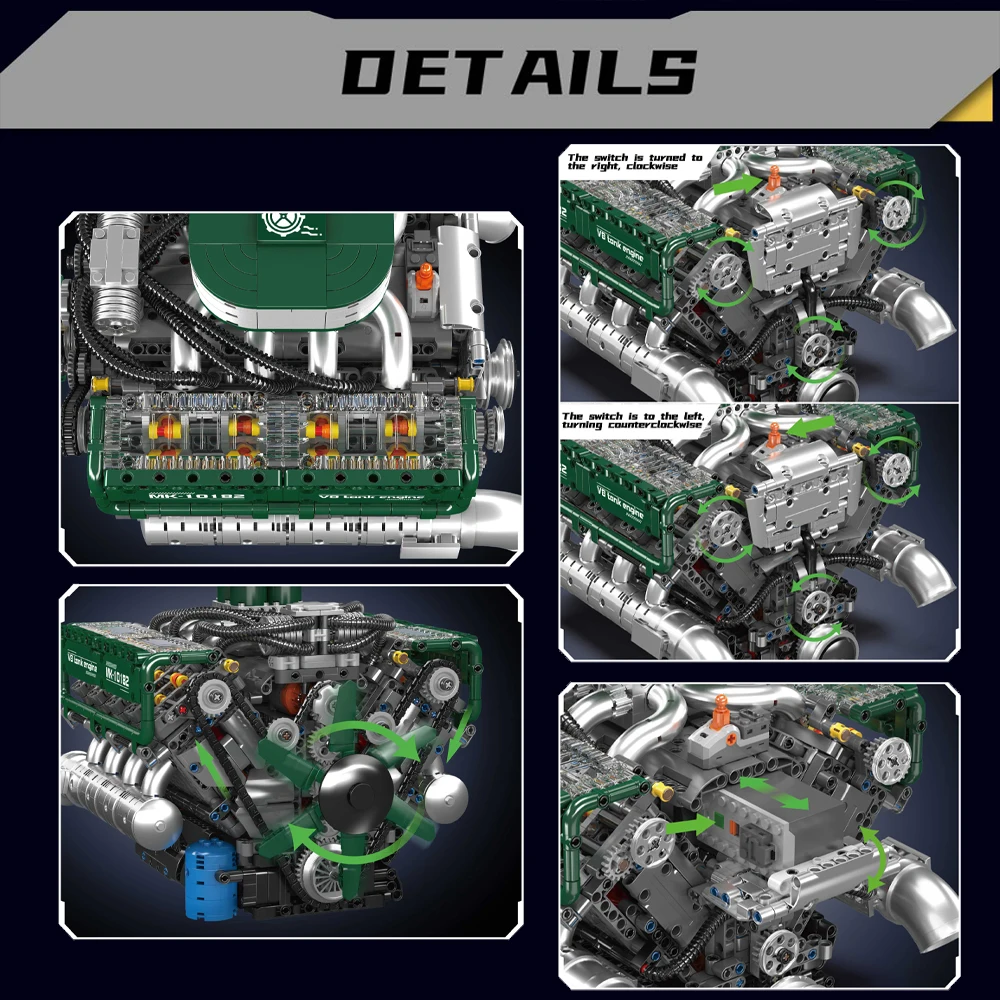 ตัวต่อ Mould King 10182 รุ่นเครื่องยนต์รถถัง V8 ชุดตัวต่อแบบประกอบเอง รถสปอร์ต MOC ของเล่นตัวต่อ MOC ของขวัญคริสต์มาสสำหรับเด็ก 2250 ชิ้น
