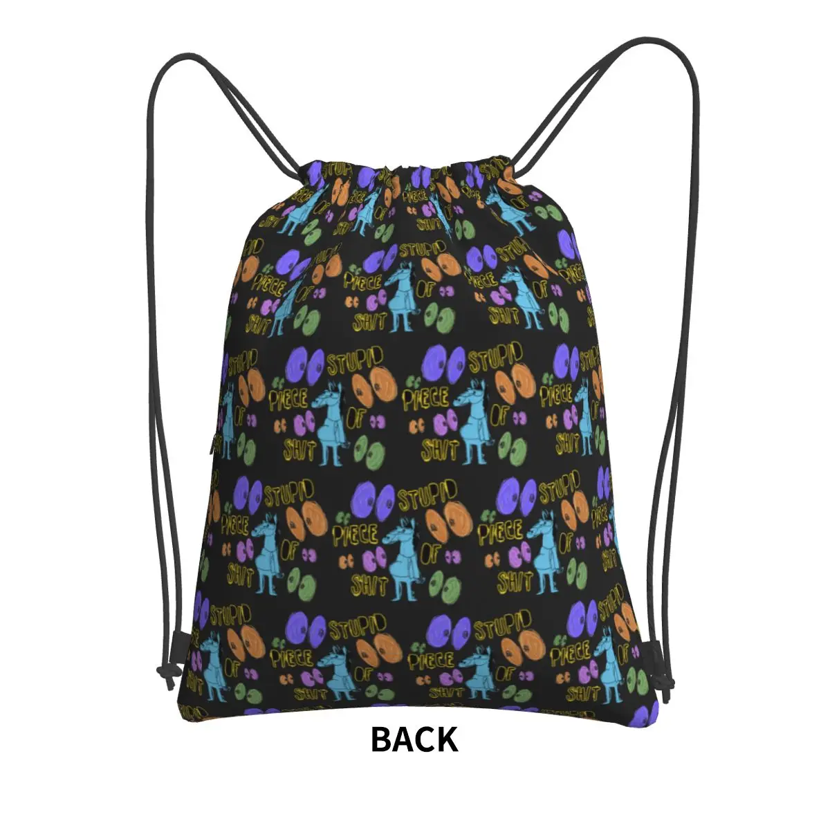 Cartoon Bojack Horseman Stupid Piece Of Shit Backpacks Fashion Drawstring Bags Sports Bag Book Bags for Travel Students