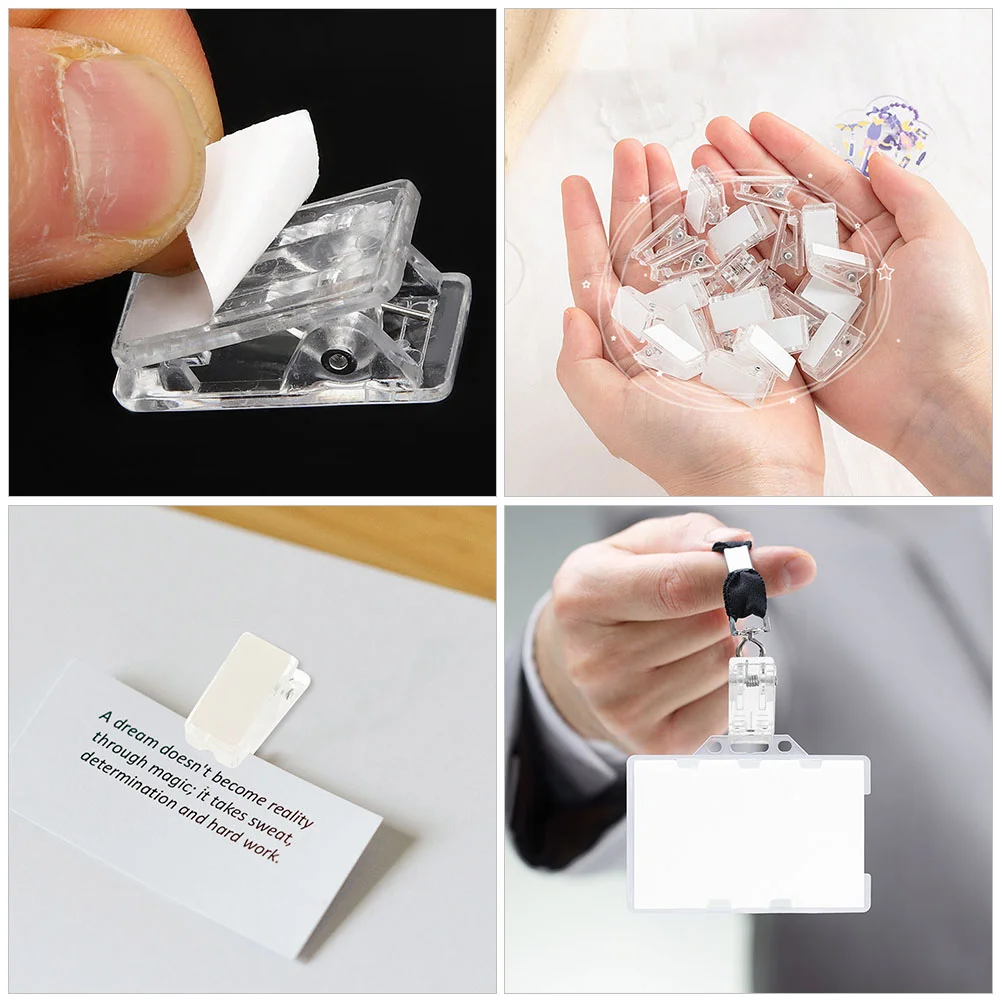 20pcs Transparent Adhesive Clips Clear Self Adhesive Wall Clips Small Sticky Clips Spring Photo Clips