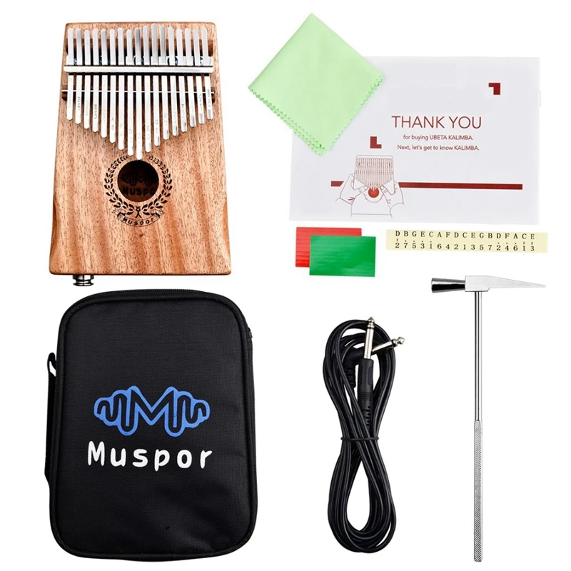 

Muspor 17 клавиш красное дерево большой палец пианино Колонка искусственный музыкальный инструмент с сумкой + кабель
