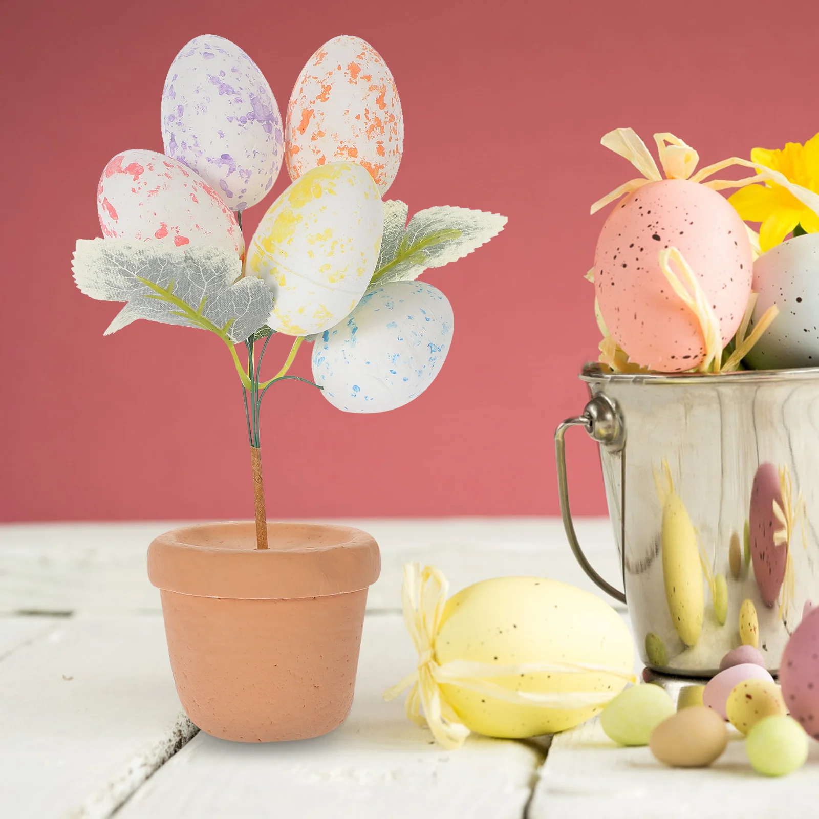 

Easter Egg Bonsai Decoration Foam Delicate Table Sign Easter Desktop Ornament Party Supplies Home Decoration Foams Egg Statue