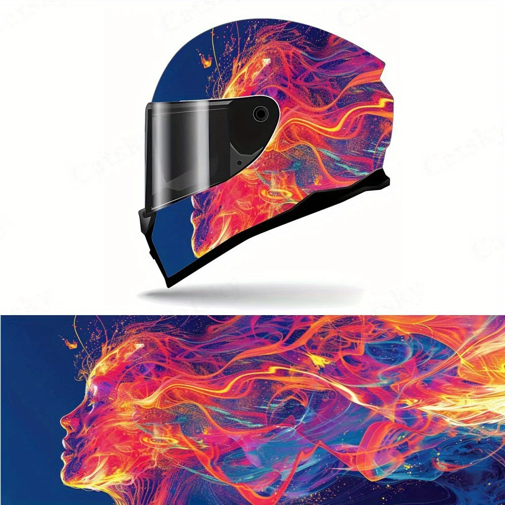 

Beautiful colorful flame girl motorcycle vinyl wraps helmet decal,self-adhesive waterproof helmet decoration,universal motorcycl