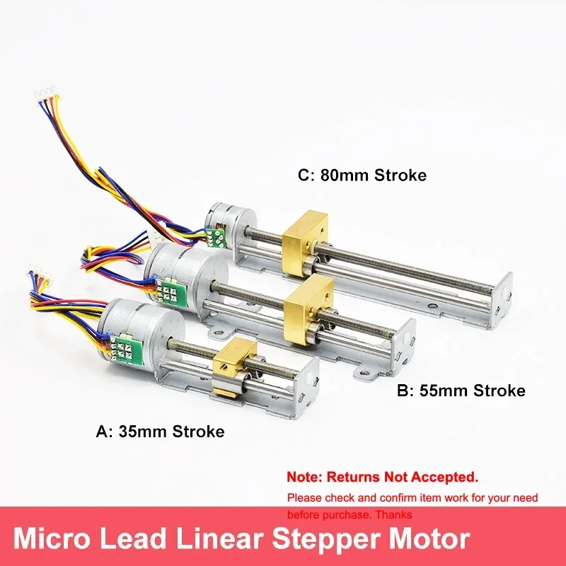 DC 5V/12V Lead Linear Screw Copper Nut Slider Stepper Stepping Motor 2-phase 4-wire 22mm/35mm/ 55mm/ 80mm Stroke DIY 3D Printer
